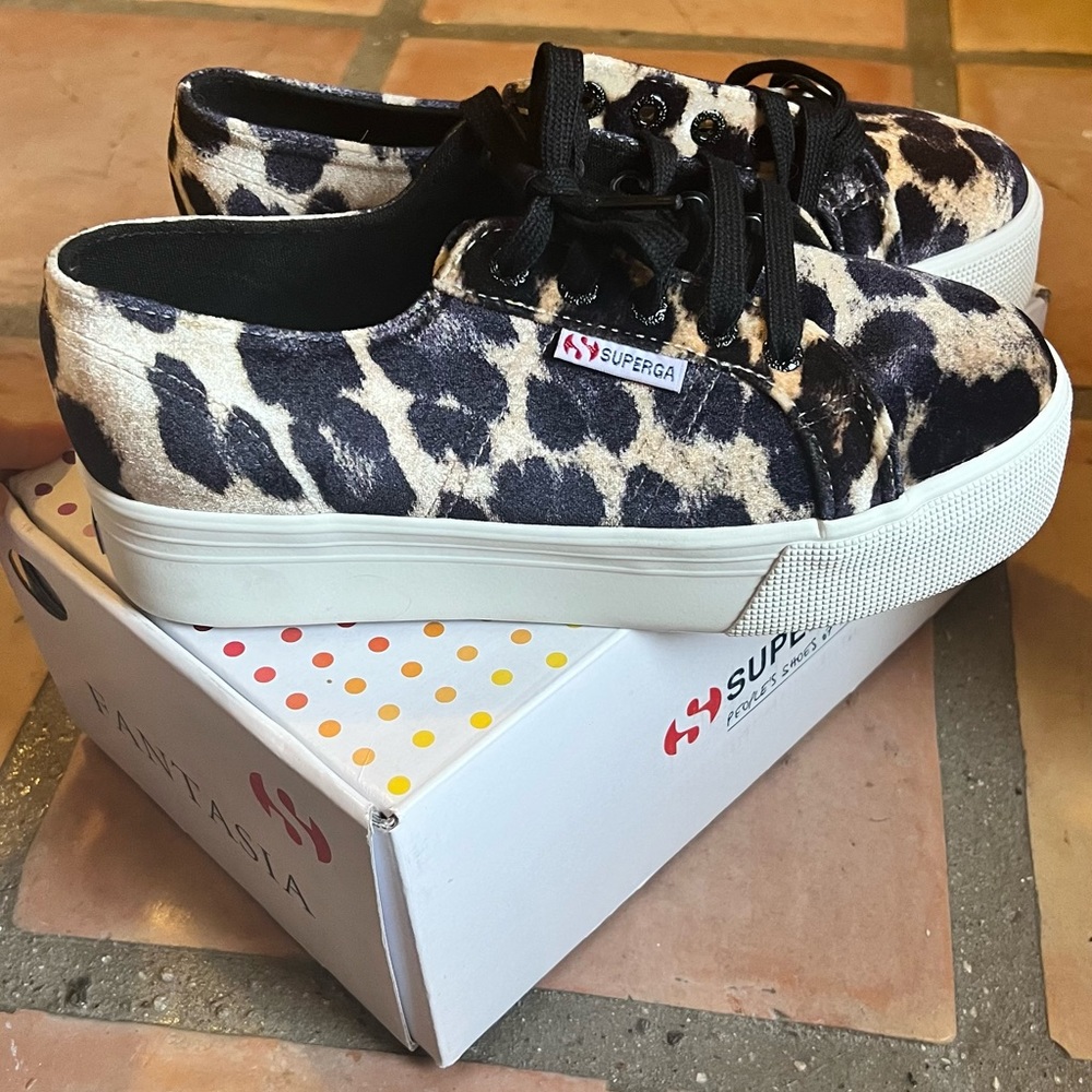 Leopard velvet platform Supergas - Picture 3 of 5